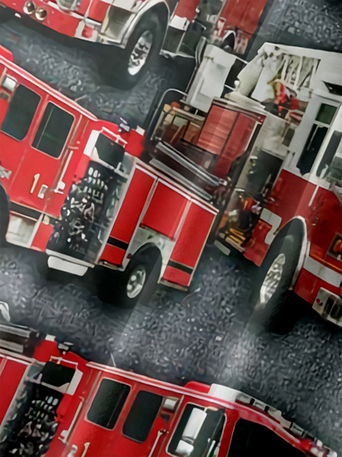 Fire Truck Chest Pocket Short Sleeve Casual Shirt