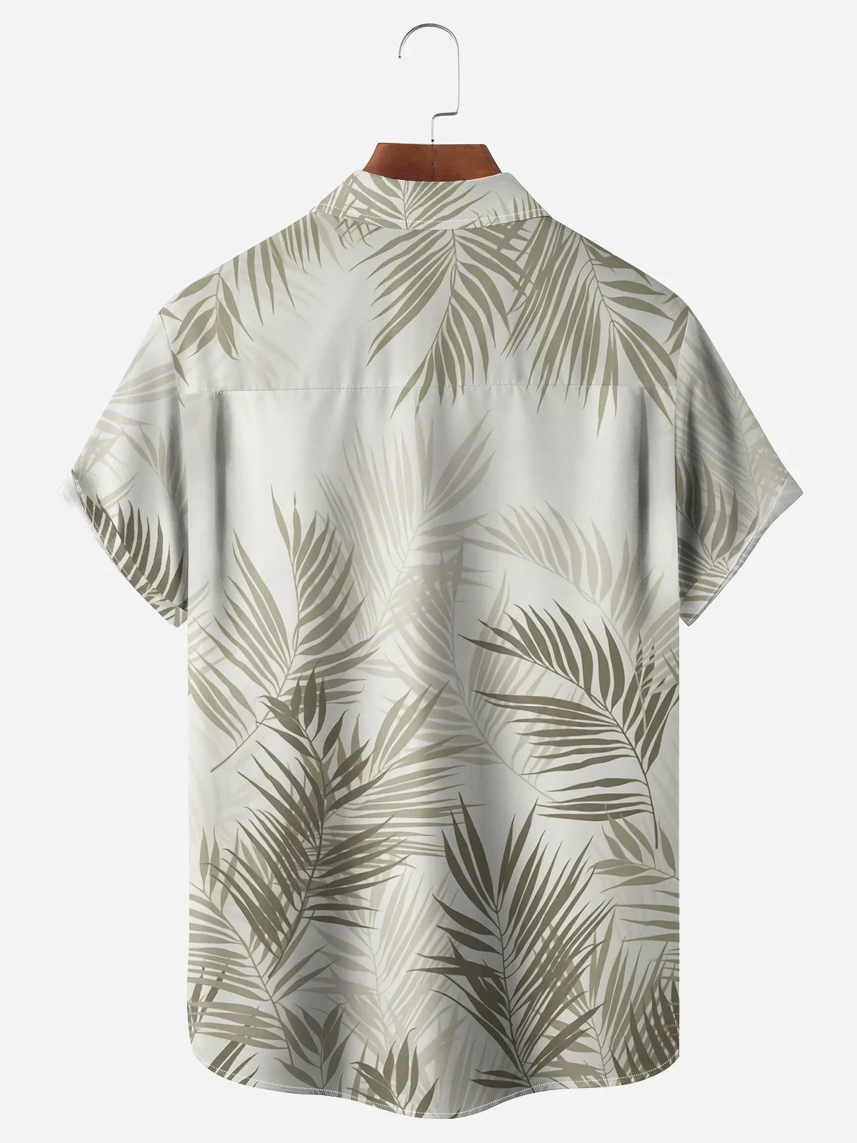 Palm Leaf Chest Pocket Short Sleeve Hawaiian Shirt