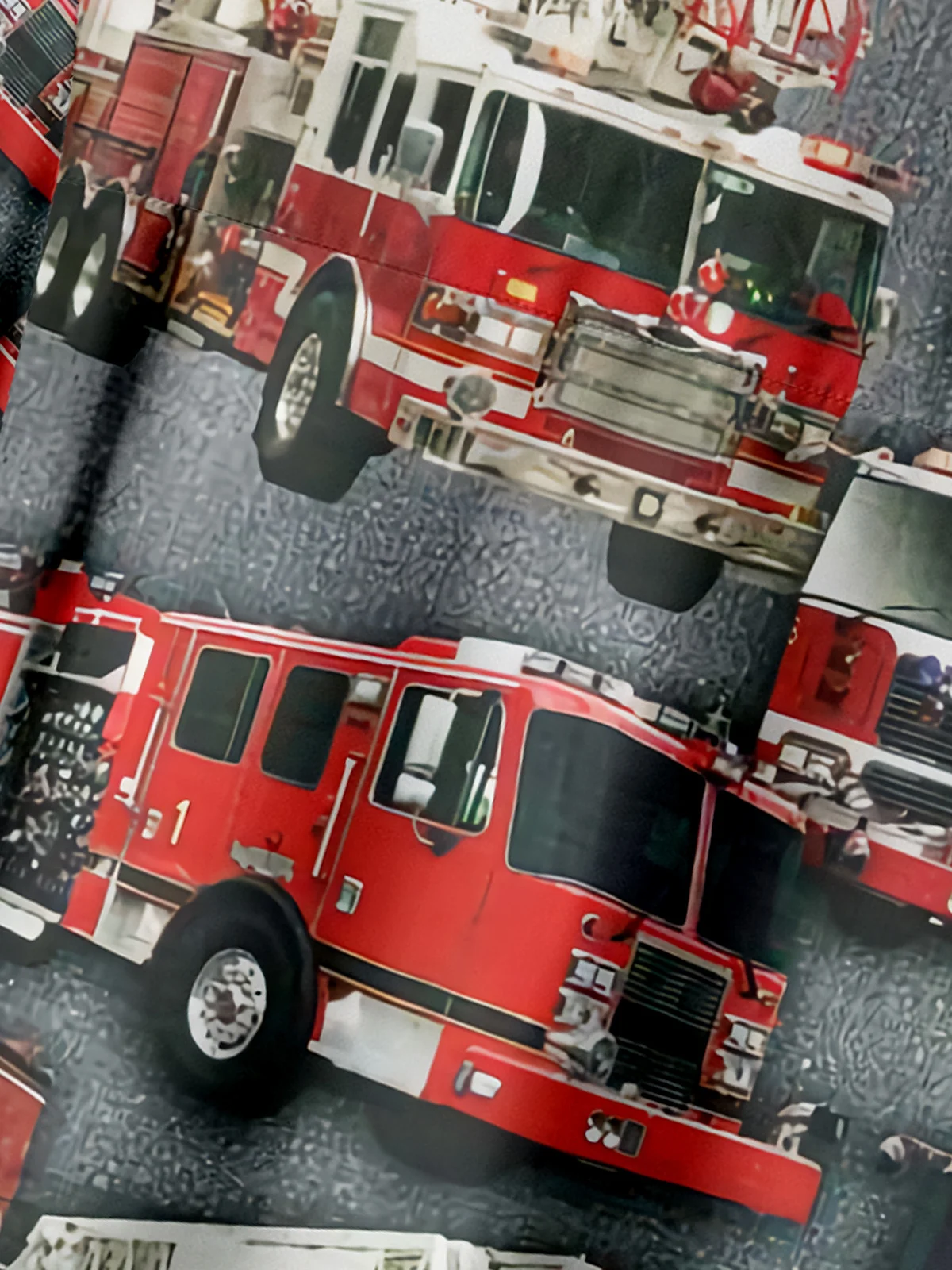 Fire Truck Chest Pocket Short Sleeve Casual Shirt