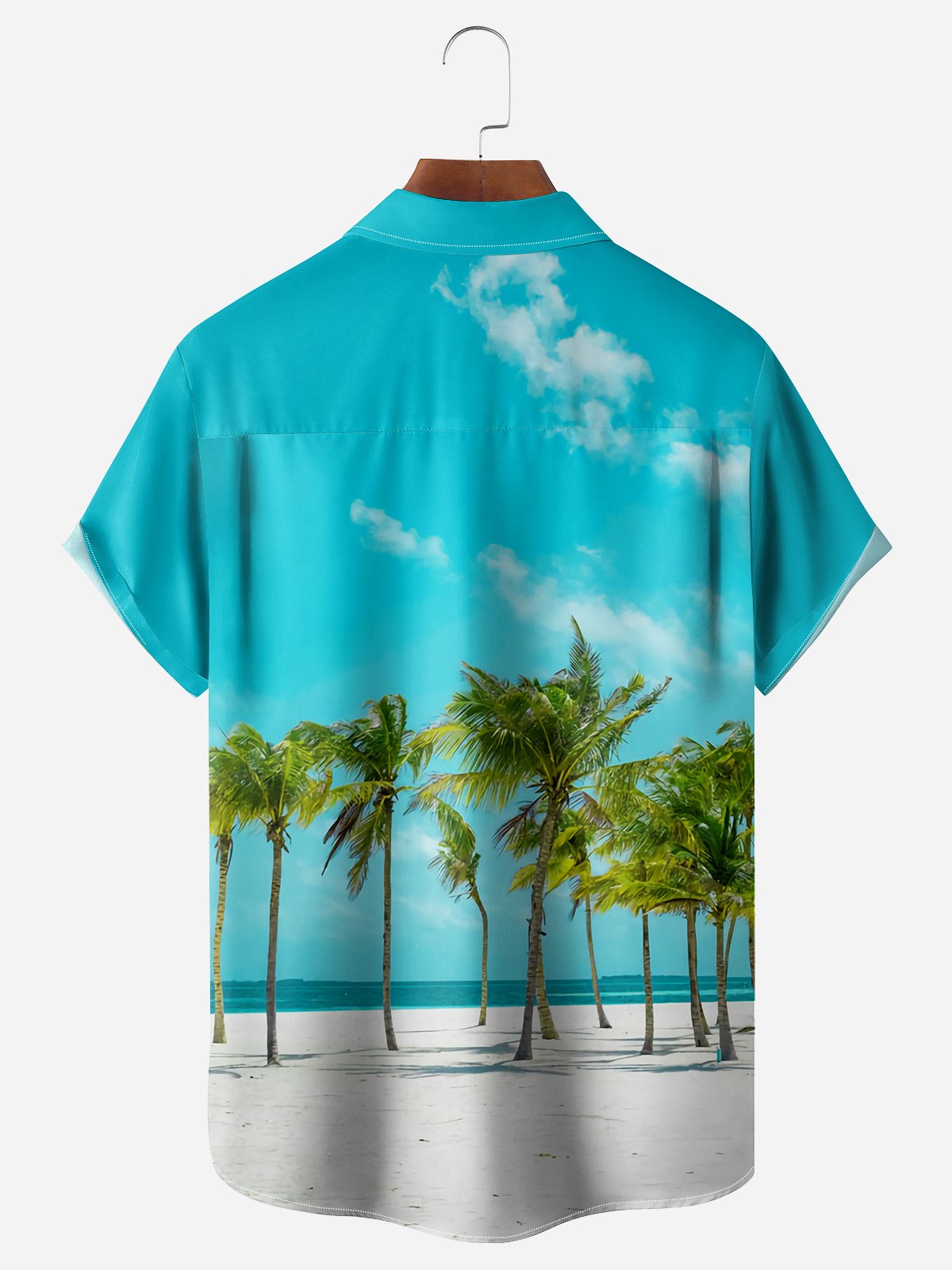 Palm Leaf Chest Pocket Short Sleeve Hawaiian Shirt