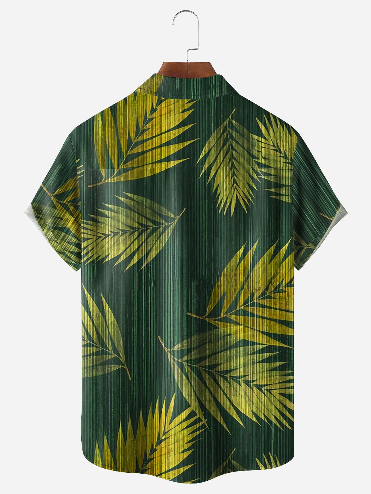 Palm Leaf Chest Pocket Short Sleeve Hawaiian Shirt