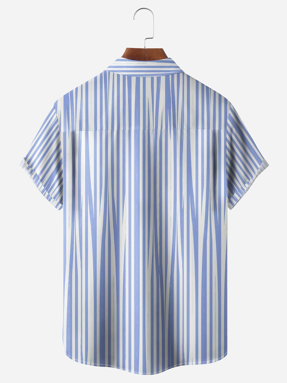 Geometric Stripe Chest Pocket Short Sleeves Casual Shirt