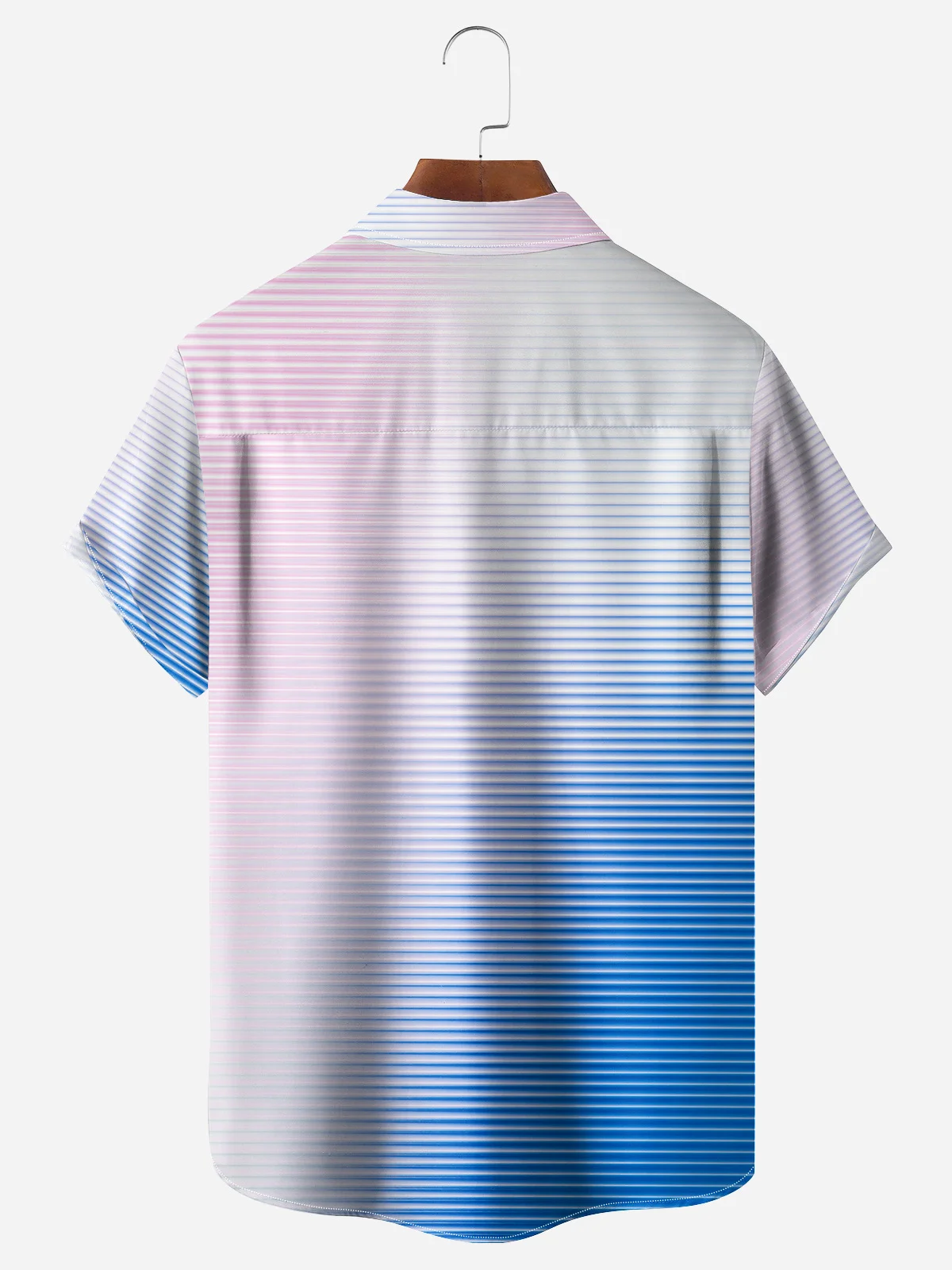 Striped Gradient Chest Pocket Short Sleeve Casual Shirt