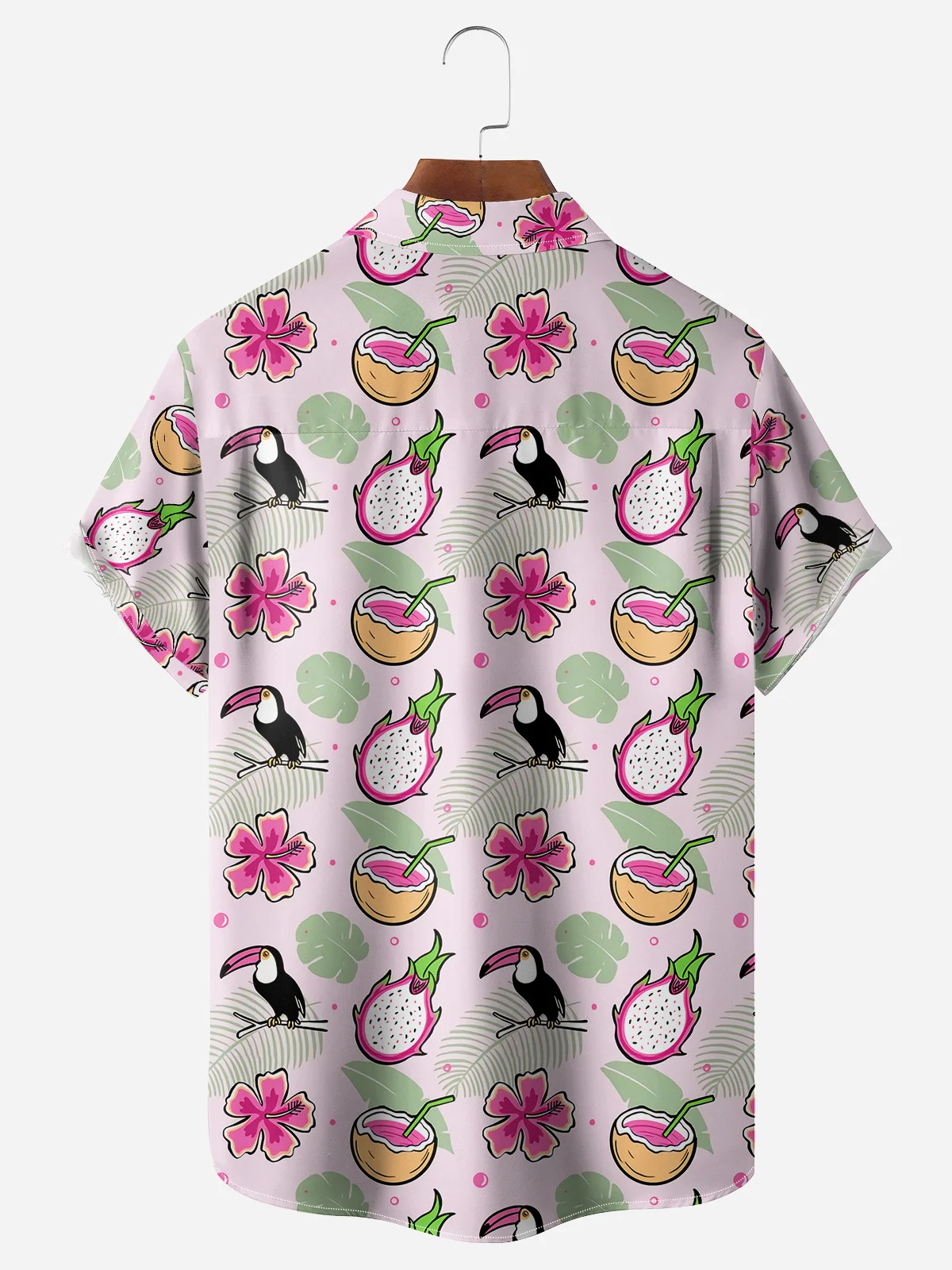 Tropical Parrots Chest Pocket Short Sleeve Hawaiian Shirt