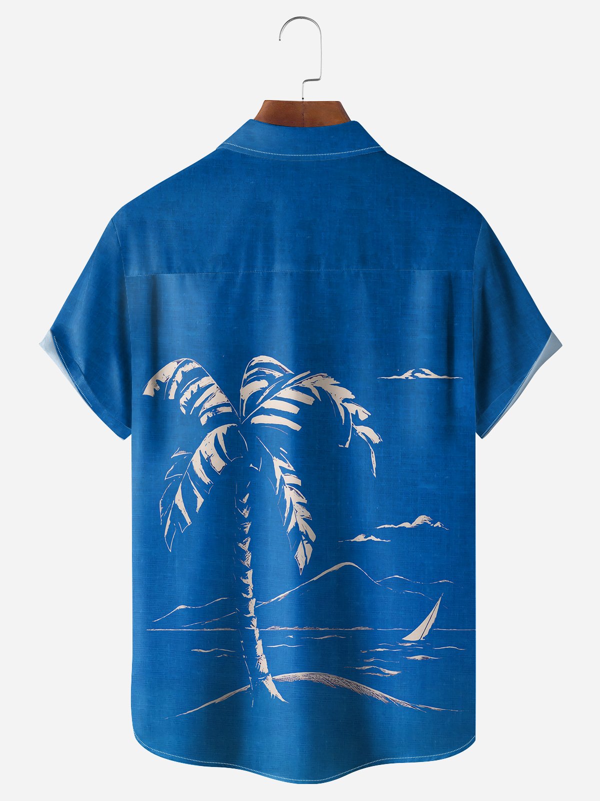 Coconut Tree Chest Pocket Short Sleeve Hawaiian Shirt