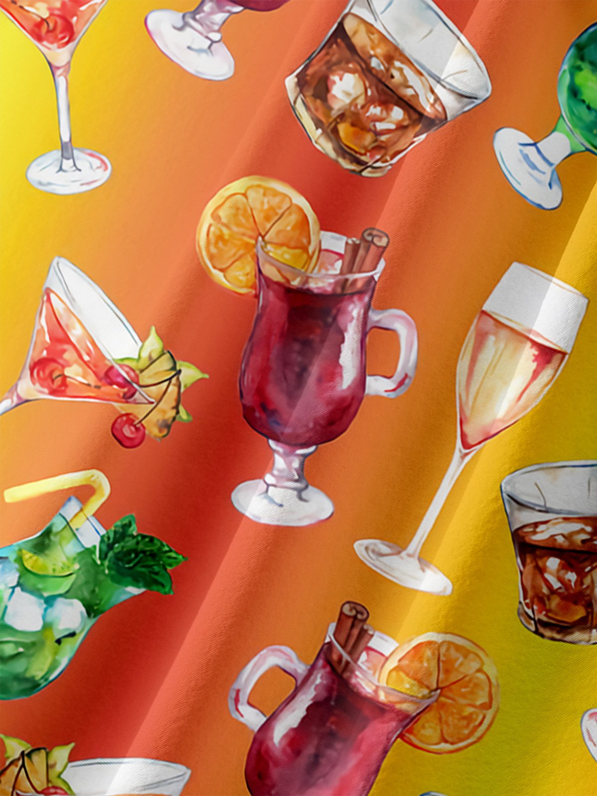 Cocktail Chest Pocket Short Sleeve Hawaiian Shirt