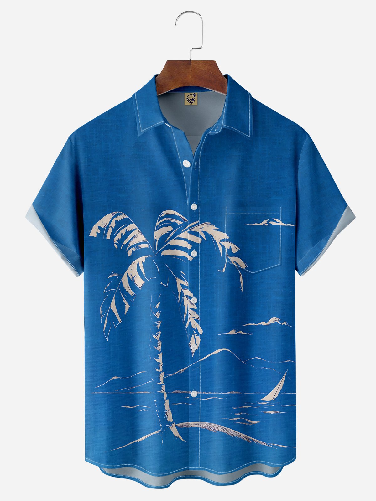 Coconut Tree Chest Pocket Short Sleeve Hawaiian Shirt