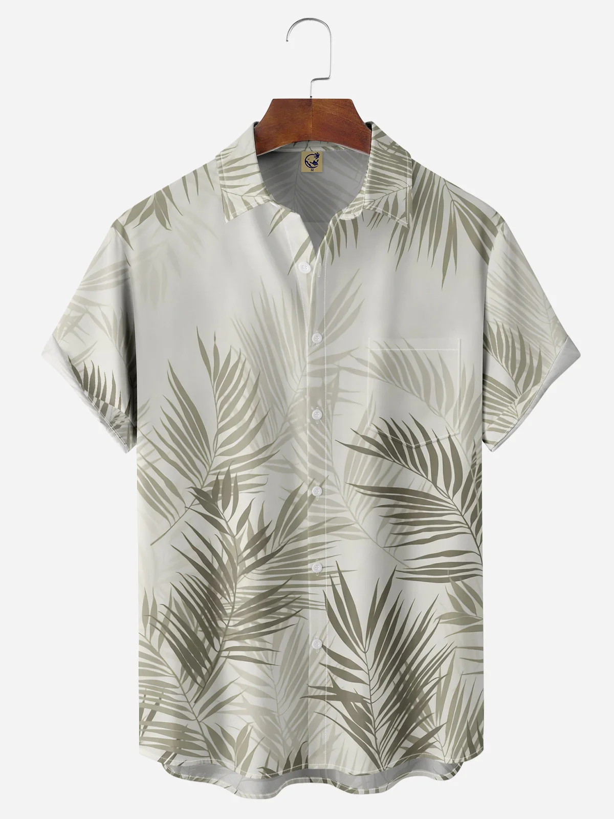 Palm Leaf Chest Pocket Short Sleeve Hawaiian Shirt