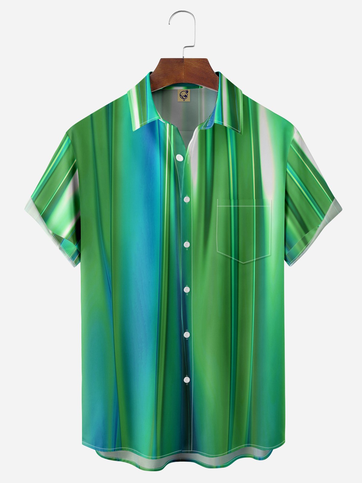 3D Stripe Chest Pocket Short Sleeve Casual Shirt