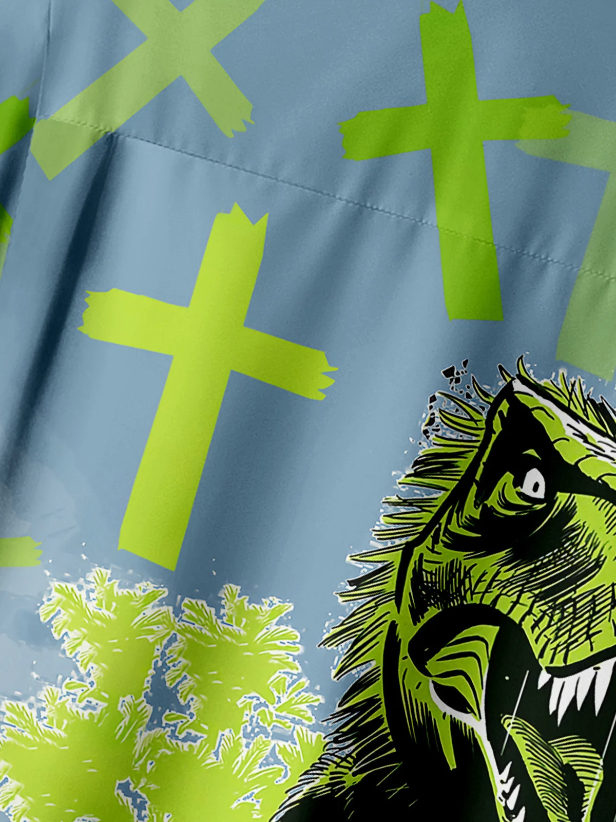 Dinosaur Chest Pocket Short Sleeve Casual Shirt