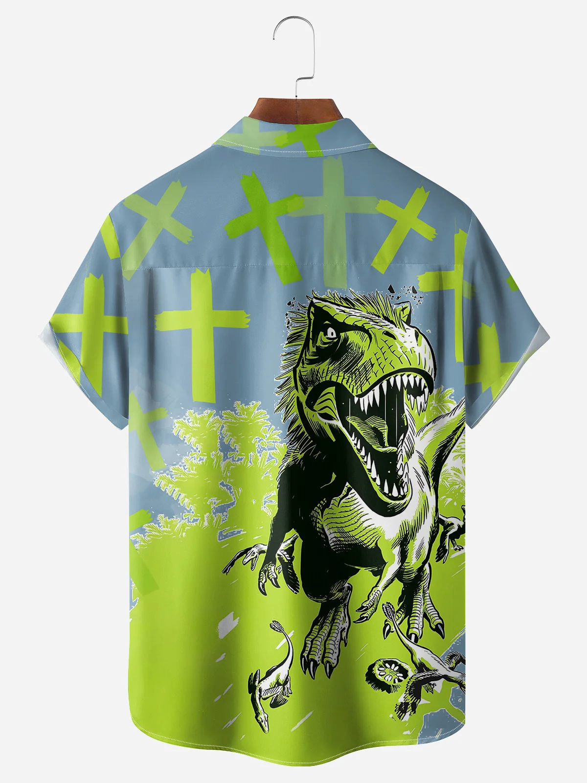Dinosaur Chest Pocket Short Sleeve Casual Shirt