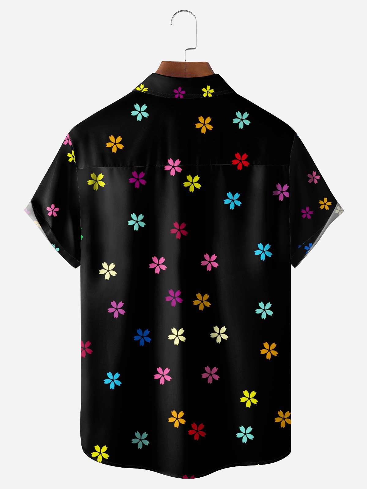 Flowers Chest Pocket Short Sleeve Casual Shirt