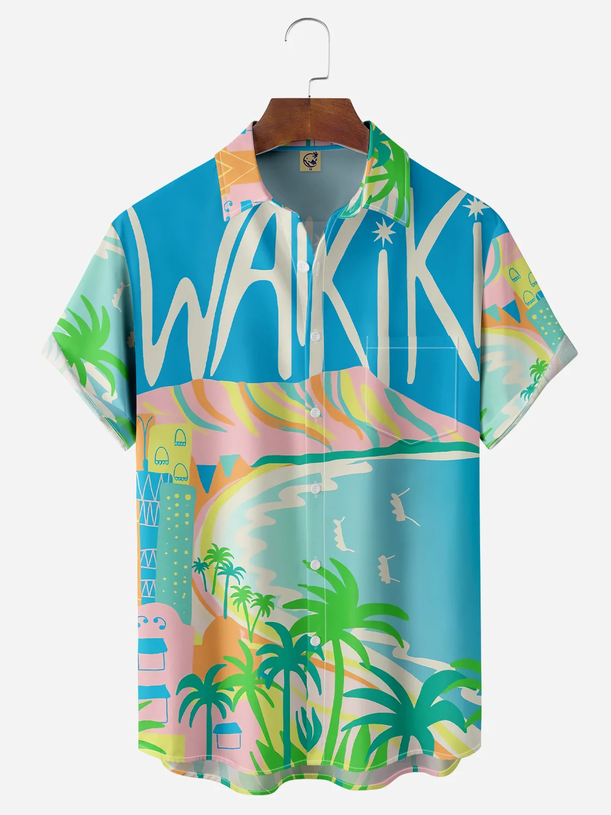 Coconut Tree Chest Pocket Short Sleeve Hawaiian Shirt