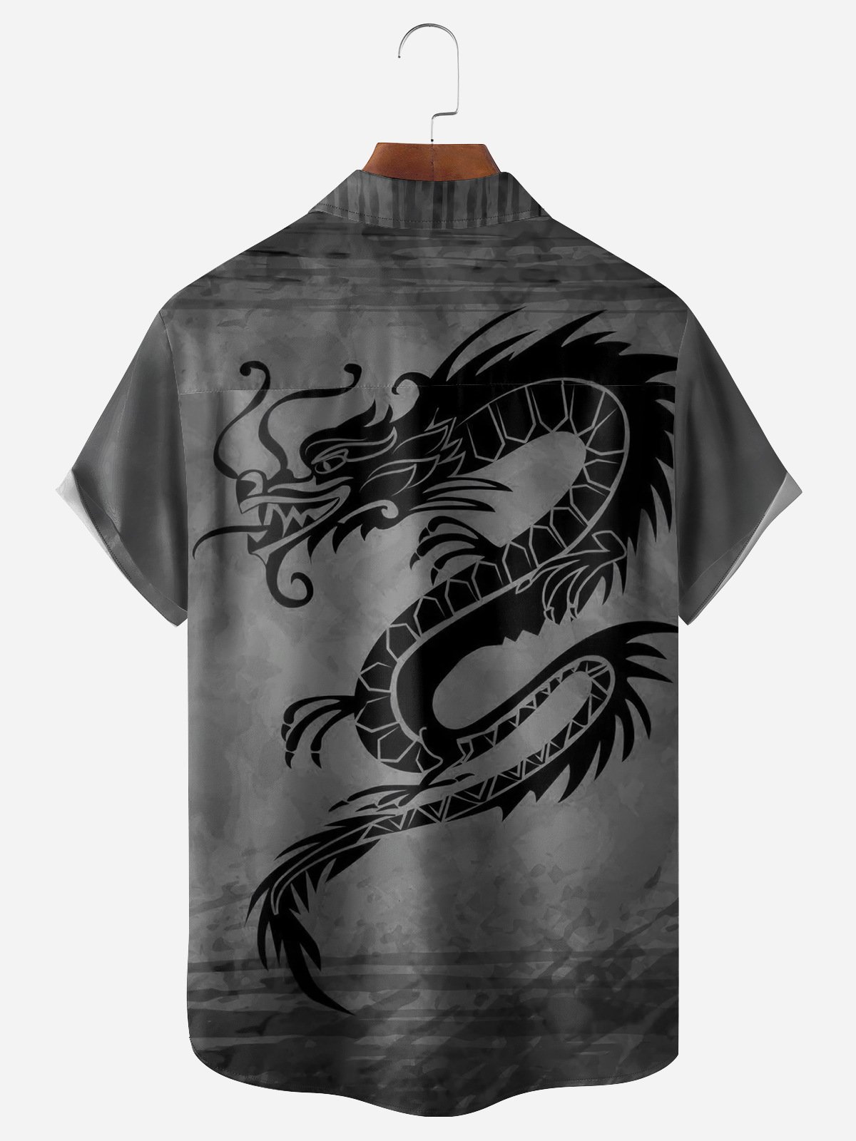 Dragon Chest Pocket Short Sleeve Casual Shirt