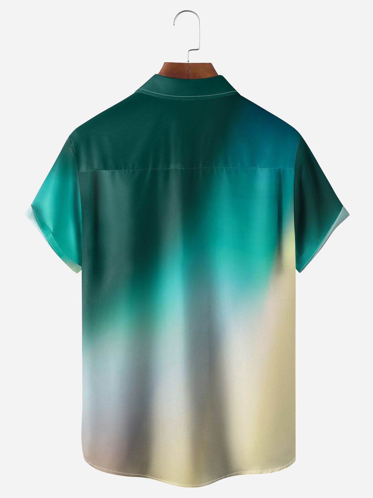 Gradient Color Chest Pocket Short Sleeve Casual Shirt
