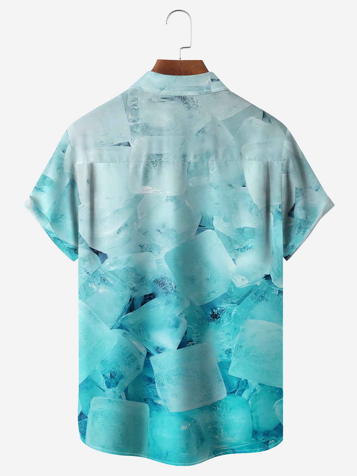 Cool Cube Chest Pocket Ice Pattern Short Sleeve Hawaiian Shirt