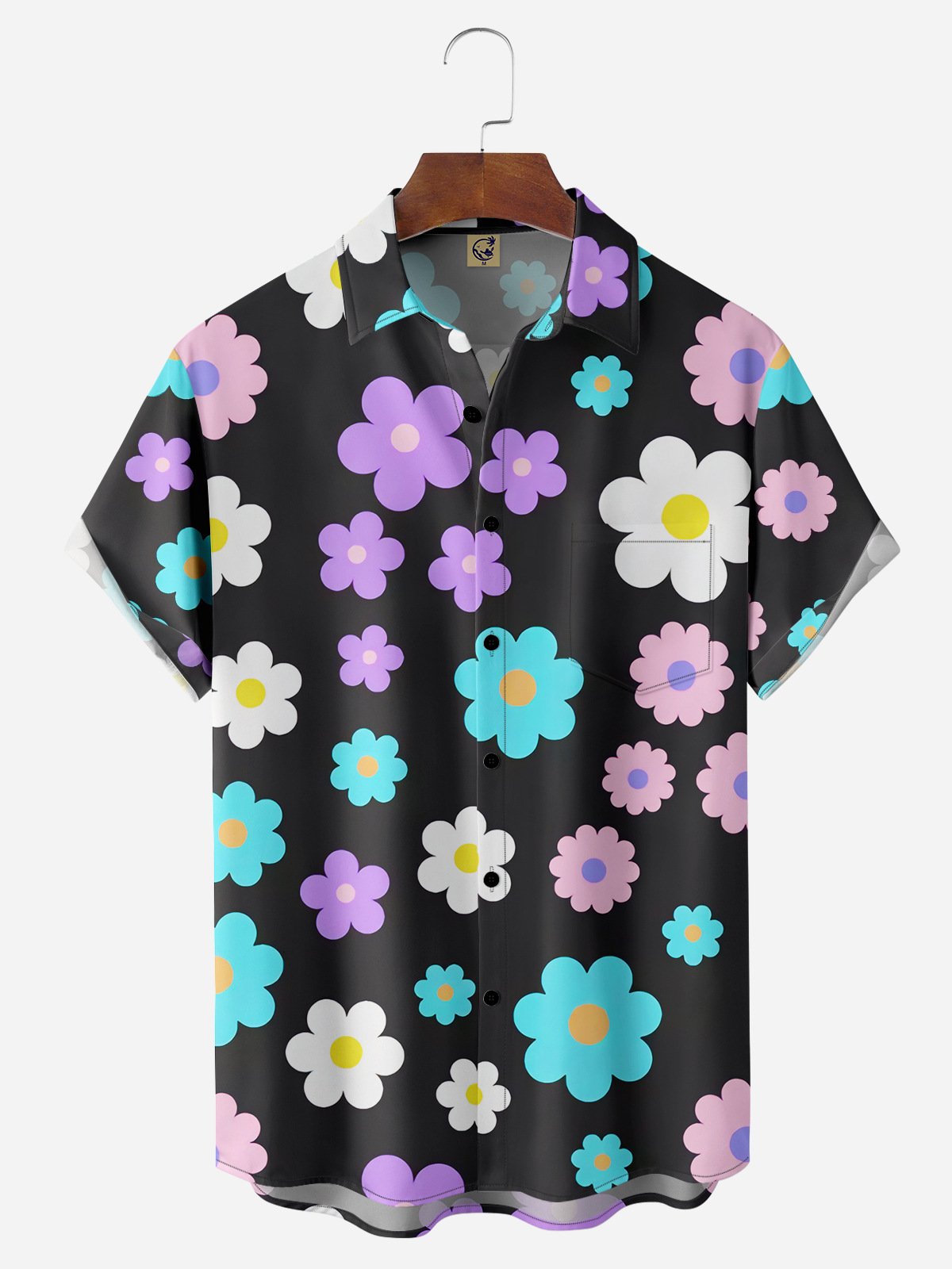 Floral Chest Pocket Short Sleeve Hawaiian Shirt