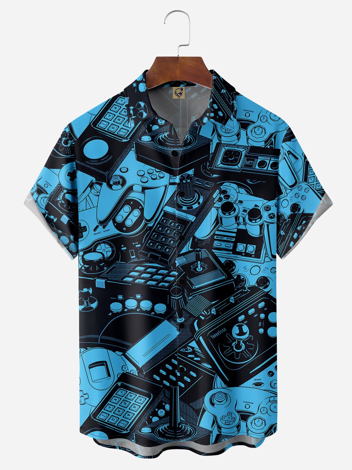 Gamepad Chest Pocket Short Sleeve Casual Shirt