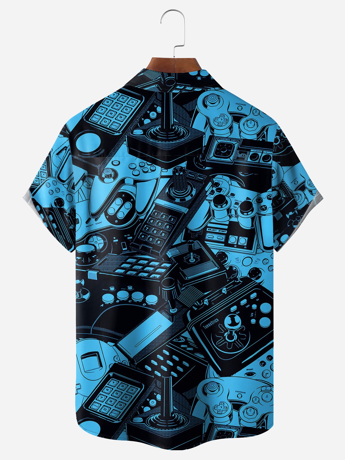 Gamepad Chest Pocket Short Sleeve Casual Shirt