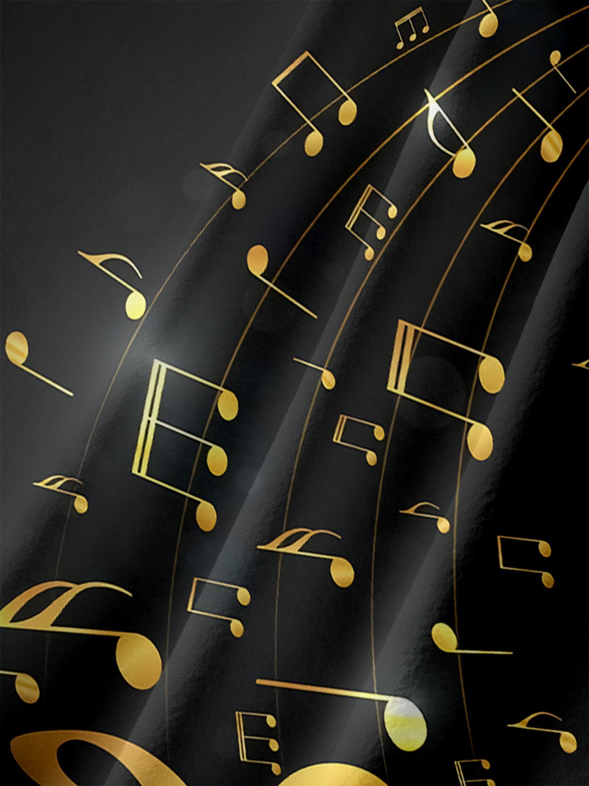 Music Notes Chest Pocket Short Sleeve Casual Shirt