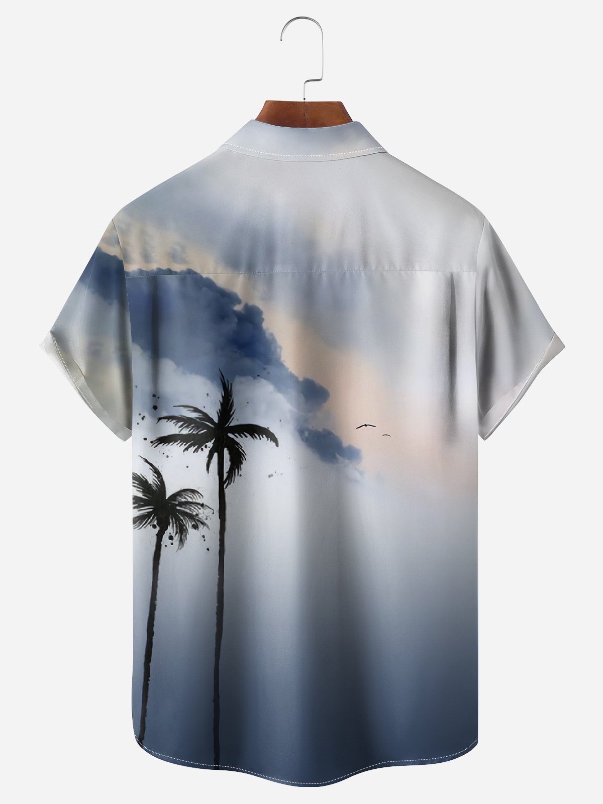 Palm Tree Chest Pocket Short Sleeve Hawaiian Shirt