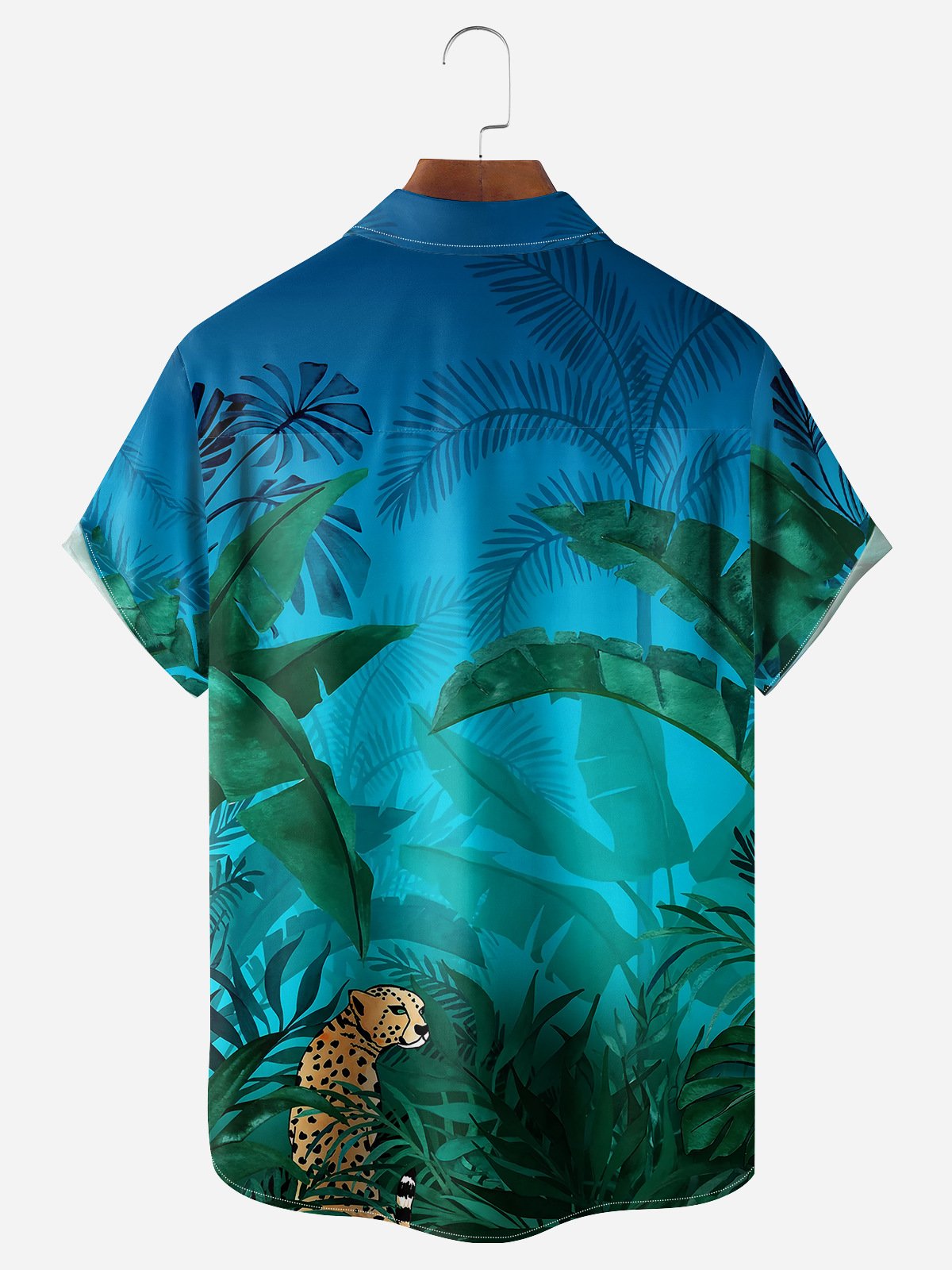 Palm Tree Chest Pocket Short Sleeve Hawaiian Shirt