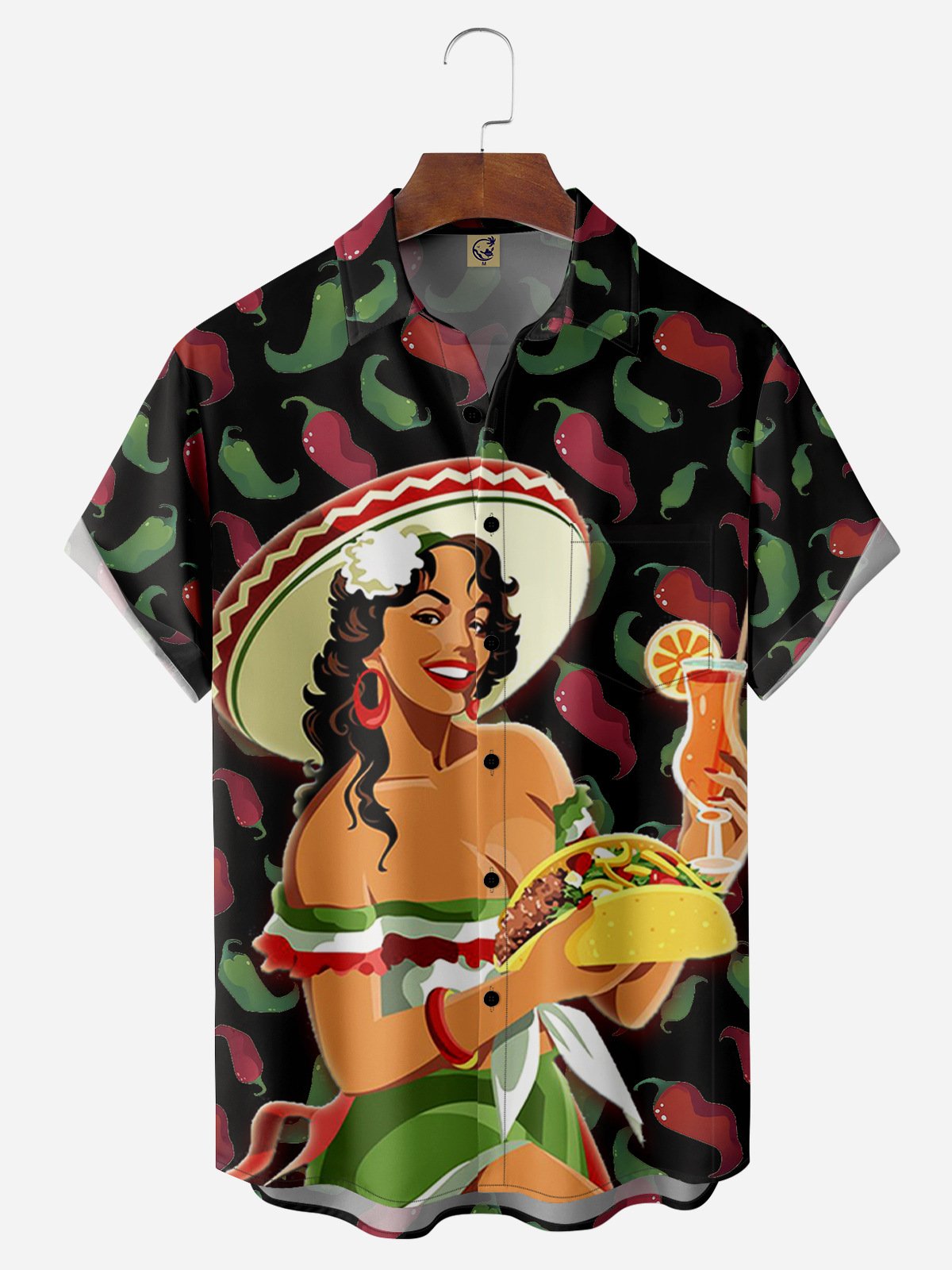 Cinco de Mayo Belle Chest Pocket Short Sleeve Casual Shirt