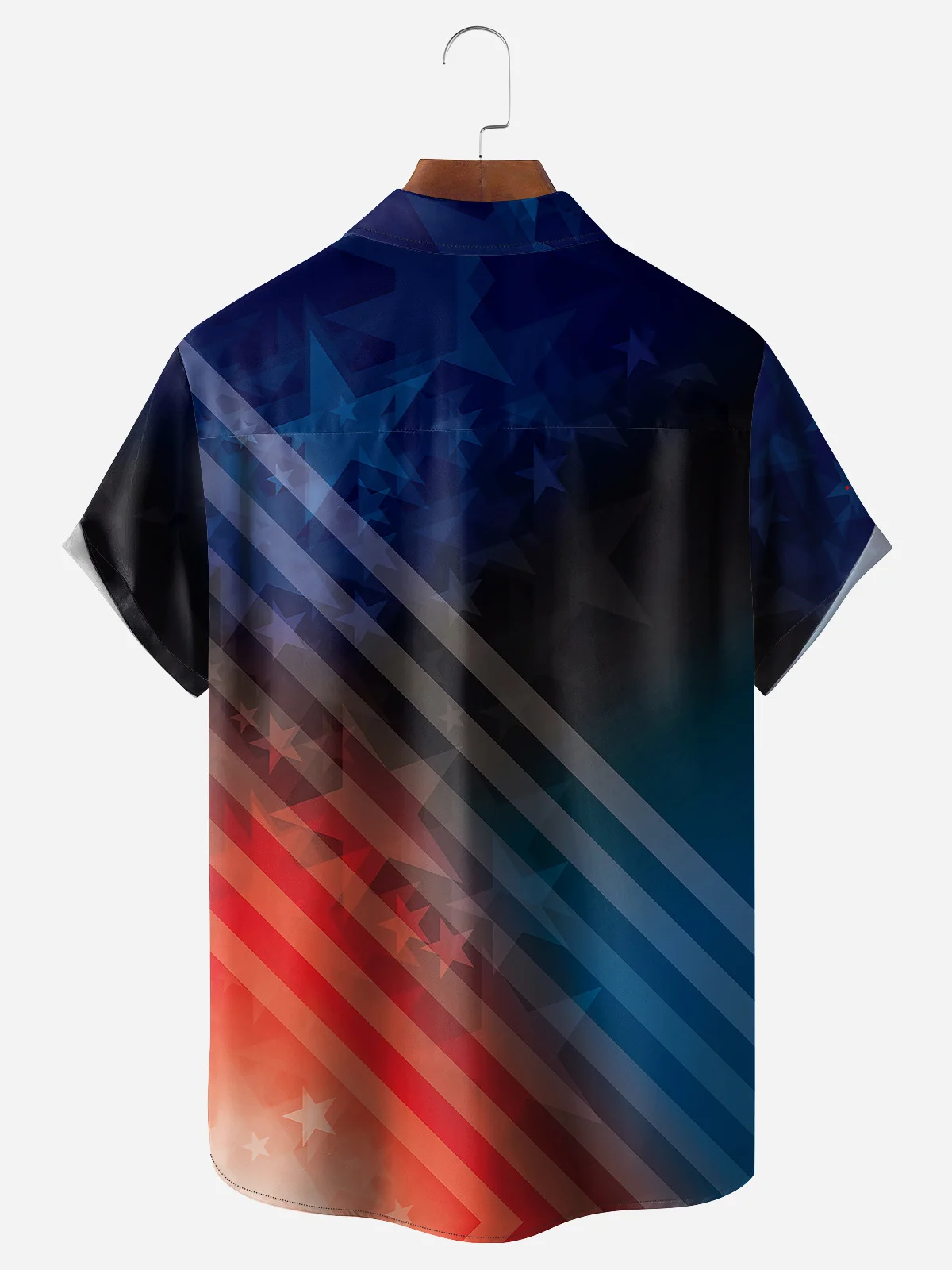 Independence Day Flag Chest Pocket Short Sleeve Shirt