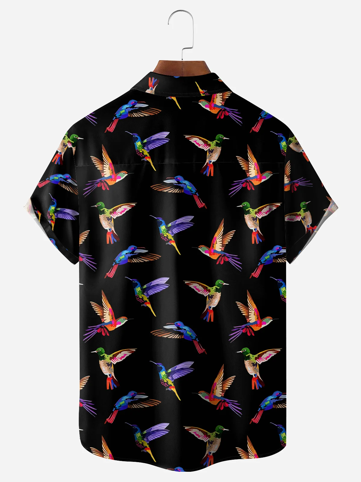 Trochilidae Bird Chest Pocket Short Sleeve Hawaiian Shirt