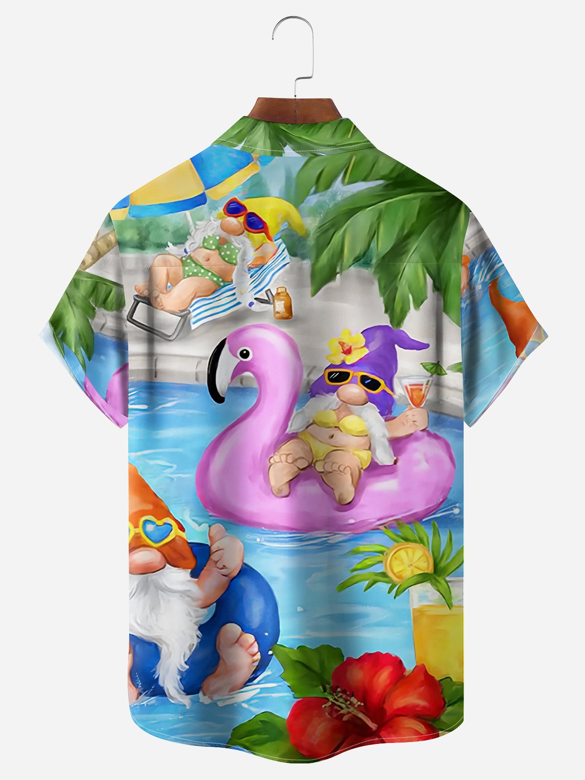 Gnomes Chest Pocket Short Sleeve Hawaiian Shirt