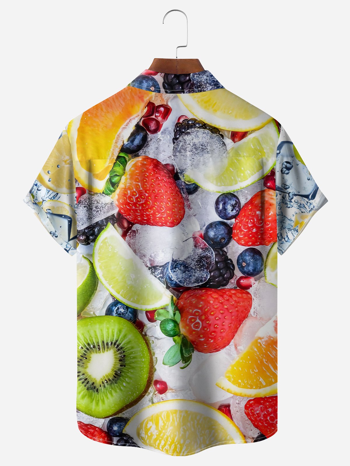 Refreshing Fruit Chest Pocket Short Sleeve Hawaiian Shirt