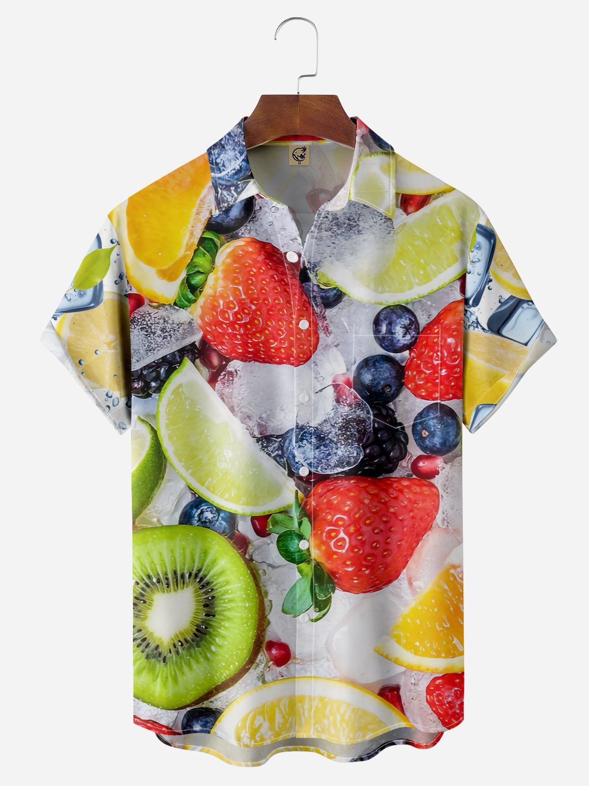 Refreshing Fruit Chest Pocket Short Sleeve Hawaiian Shirt