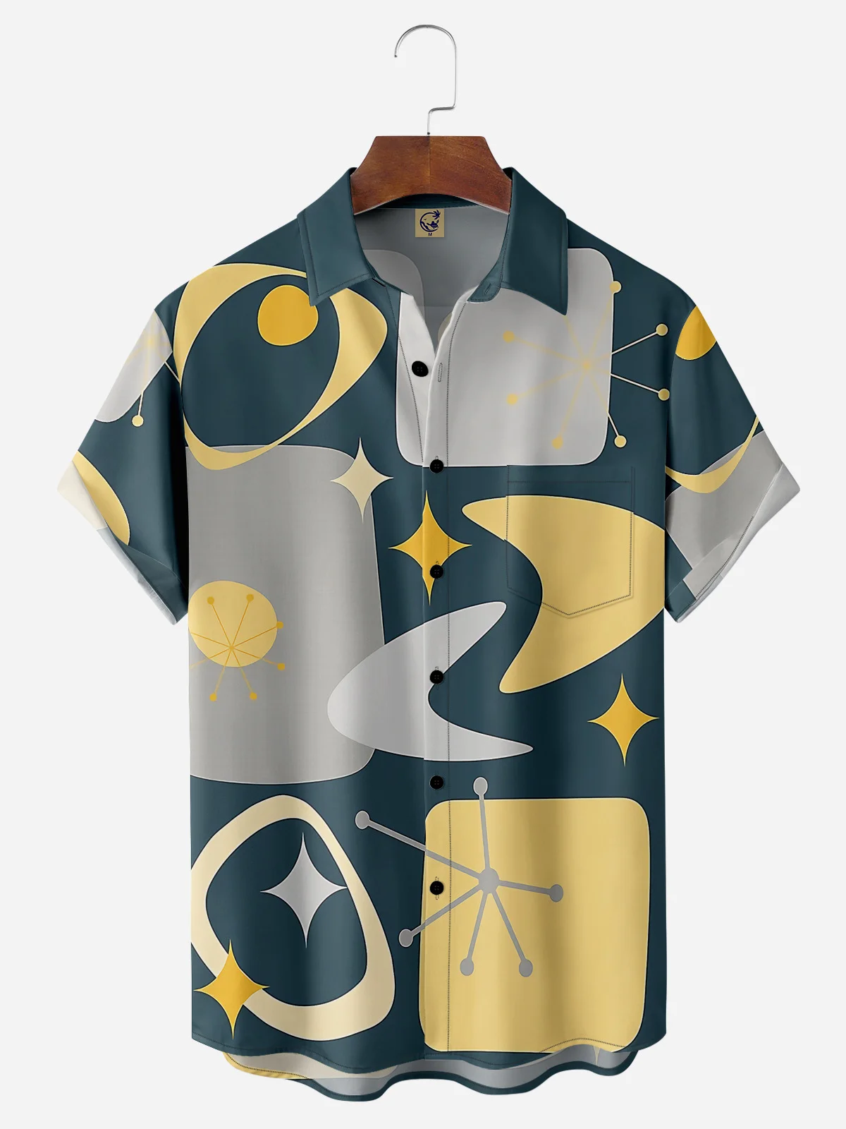 Mid Century Geometry Chest Pocket Short Sleeve Shirt