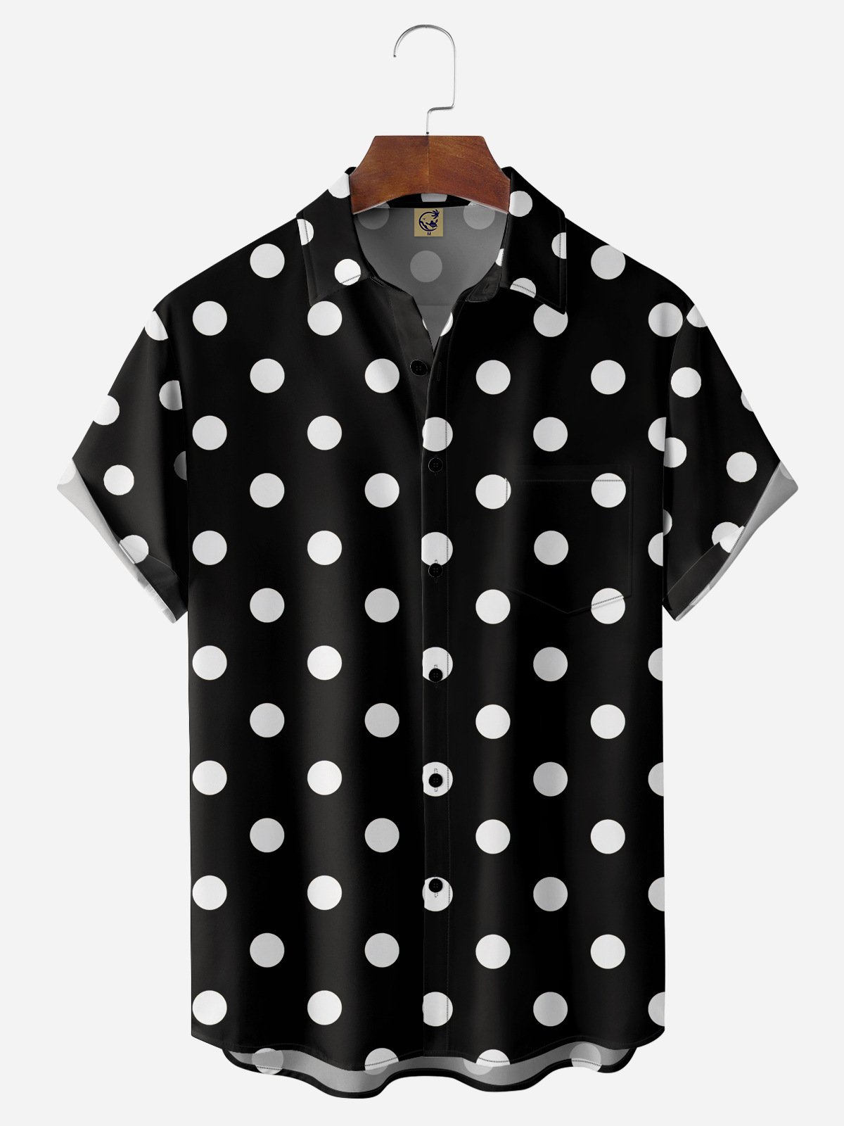 Polka Dots Chest Pocket Short Sleeve Casual Shirt