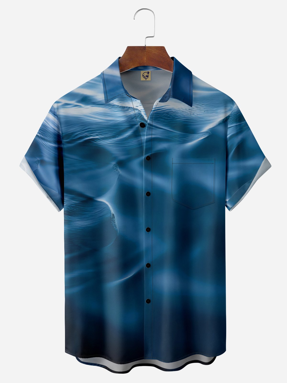 Seawater Chest Pocket Short Sleeve Hawaiian Shirt
