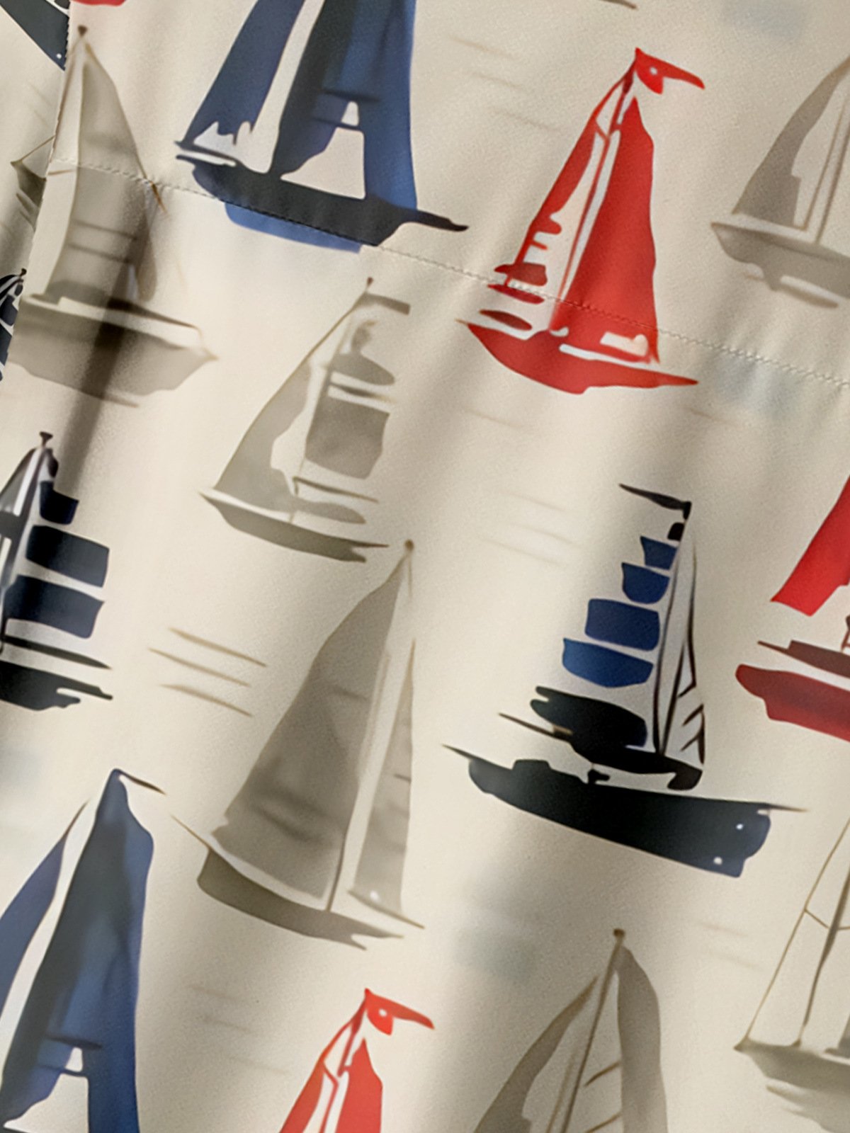 Sailboat Chest Pocket Short Sleeve Hawaiian Shirt