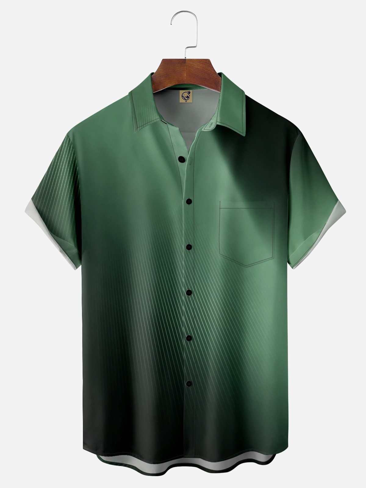 Hardaddy Gradient Color Chest Pocket Short Sleeve Casual Shirt