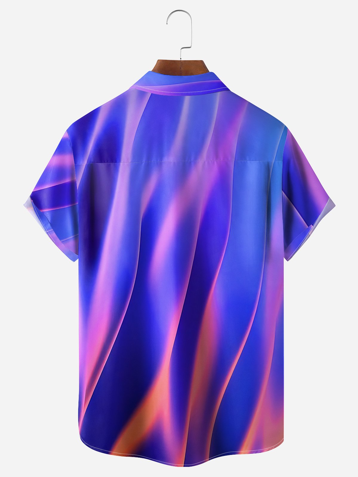 Geometric Gradient Chest Pocket Short Sleeves Casual Shirts