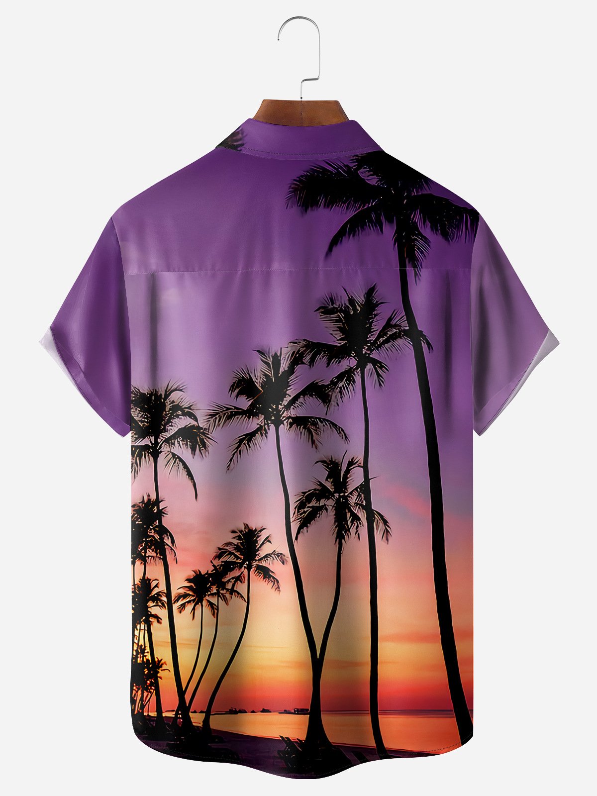 Palm Leaf Chest Pocket Short Sleeve Hawaiian Shirt