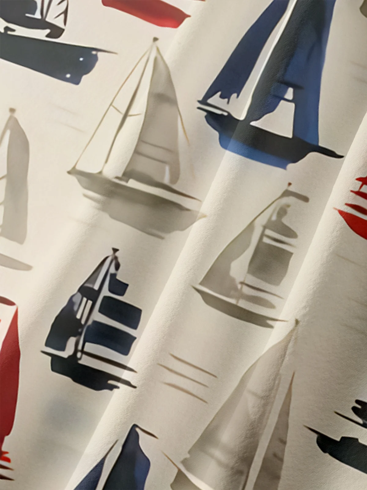 Sailboat Chest Pocket Short Sleeve Hawaiian Shirt