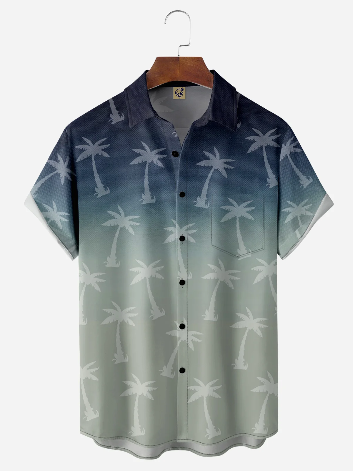 Coconut Tree Chest Pocket Short Sleeve Hawaiian Shirt