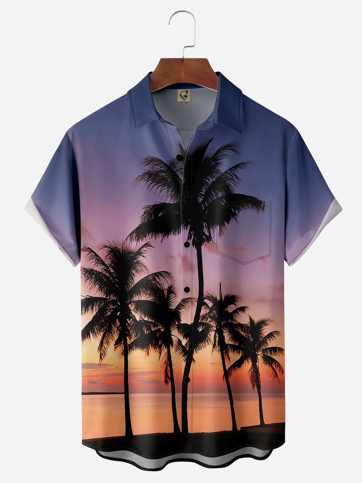 Coconut Tree Chest Pocket Short Sleeve Hawaiian Shirt