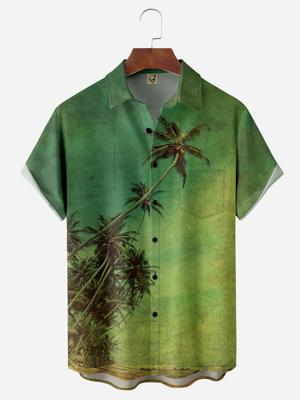 Coconut Tree Chest Pocket Short Sleeve Hawaiian Shirt