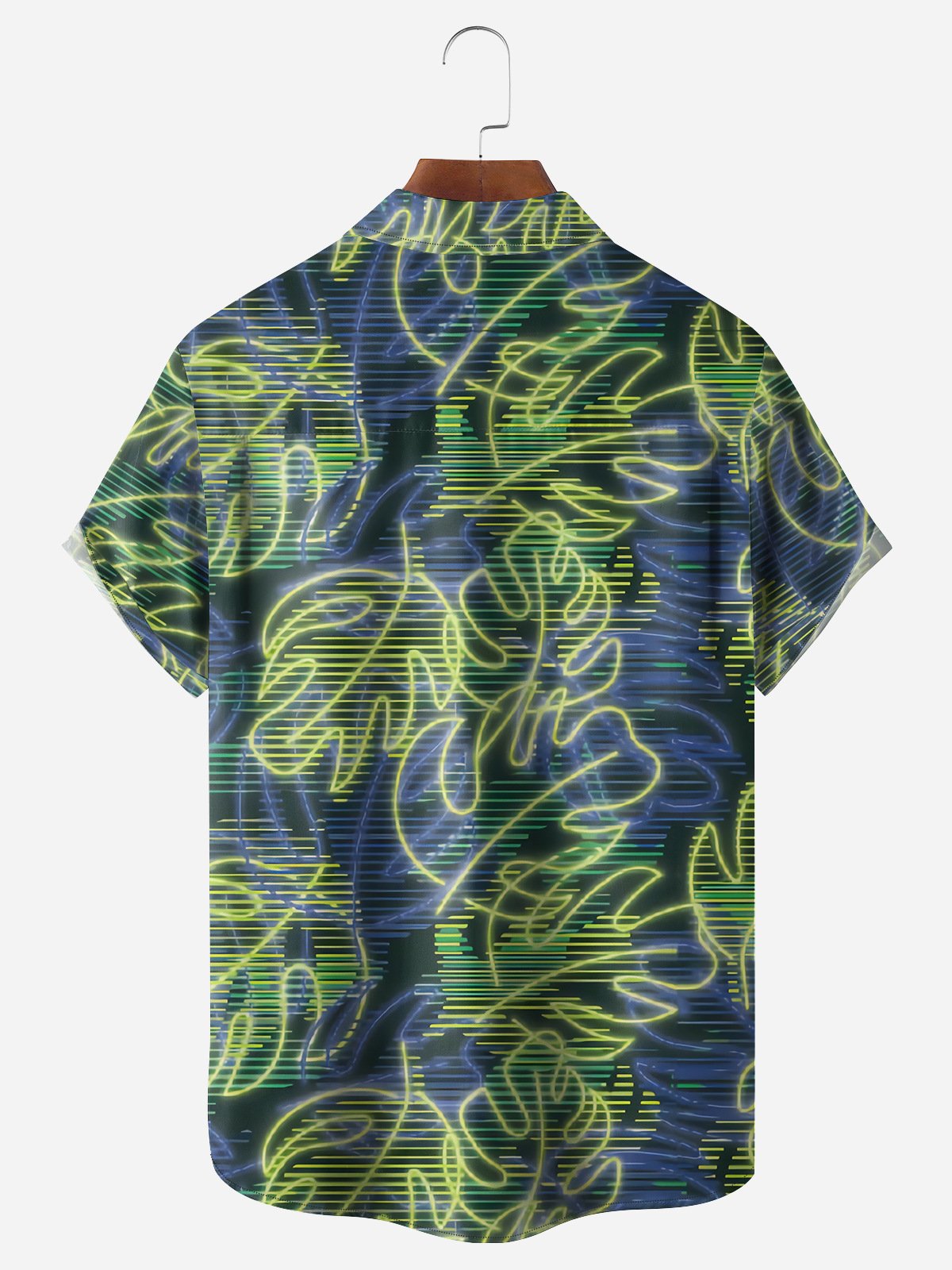 Palm Leaf Chest Pocket Short Sleeve Hawaiian Shirt