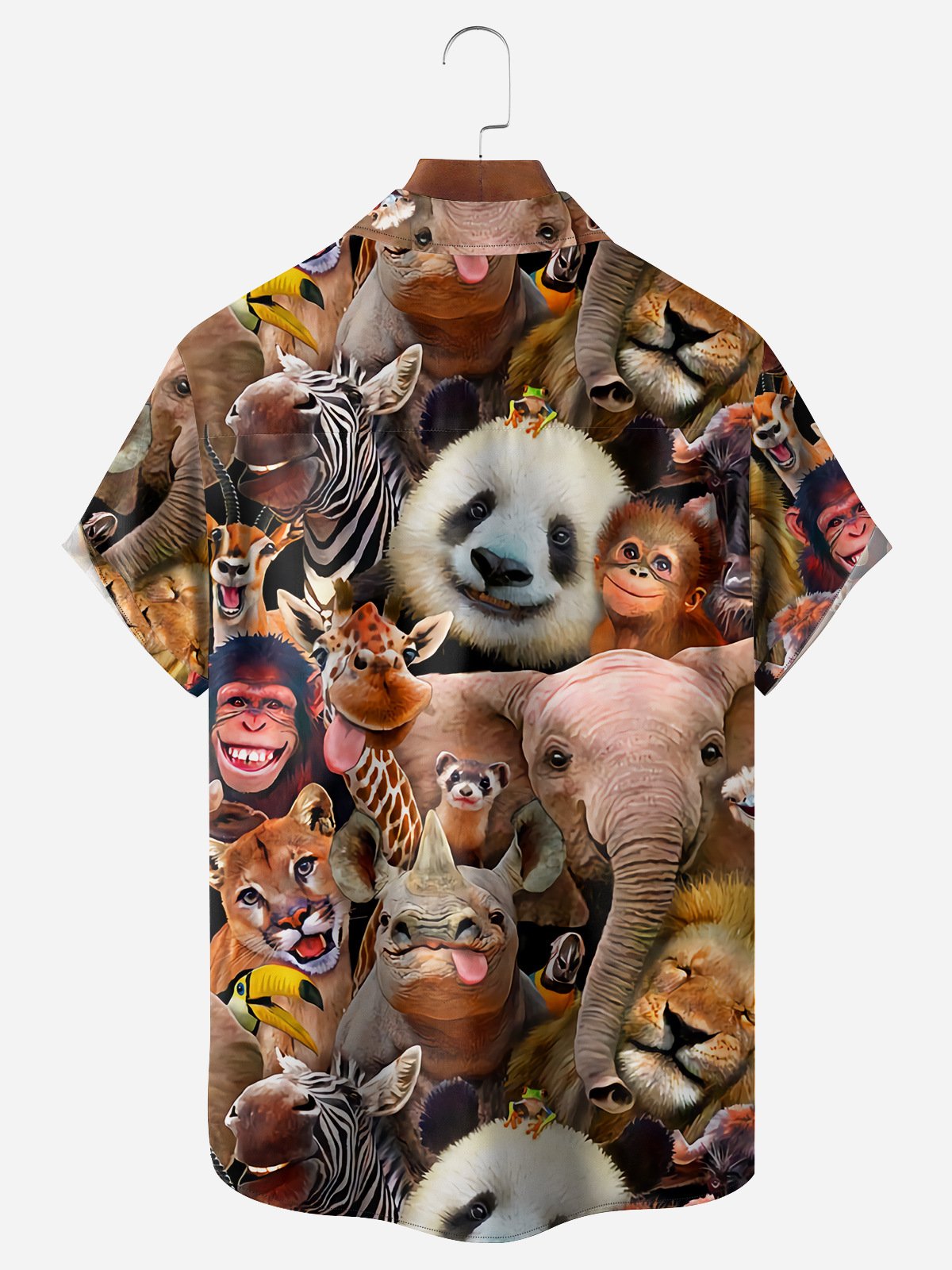 Fun Animals Chest Pocket Short Sleeve Casual Shirt