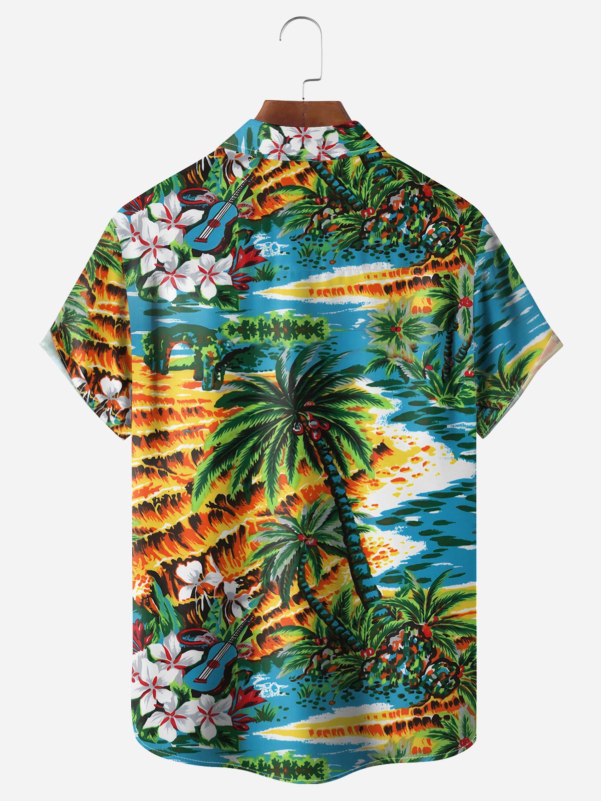 Palm Tree Chest Pocket Short Sleeve Hawaiian Shirt