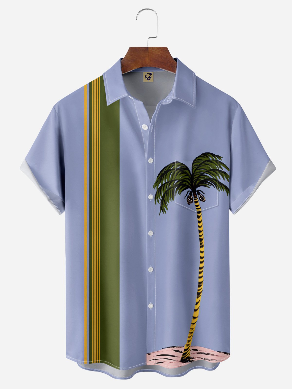 Palm Tree Chest Pocket Short Sleeve Bowling Shirt