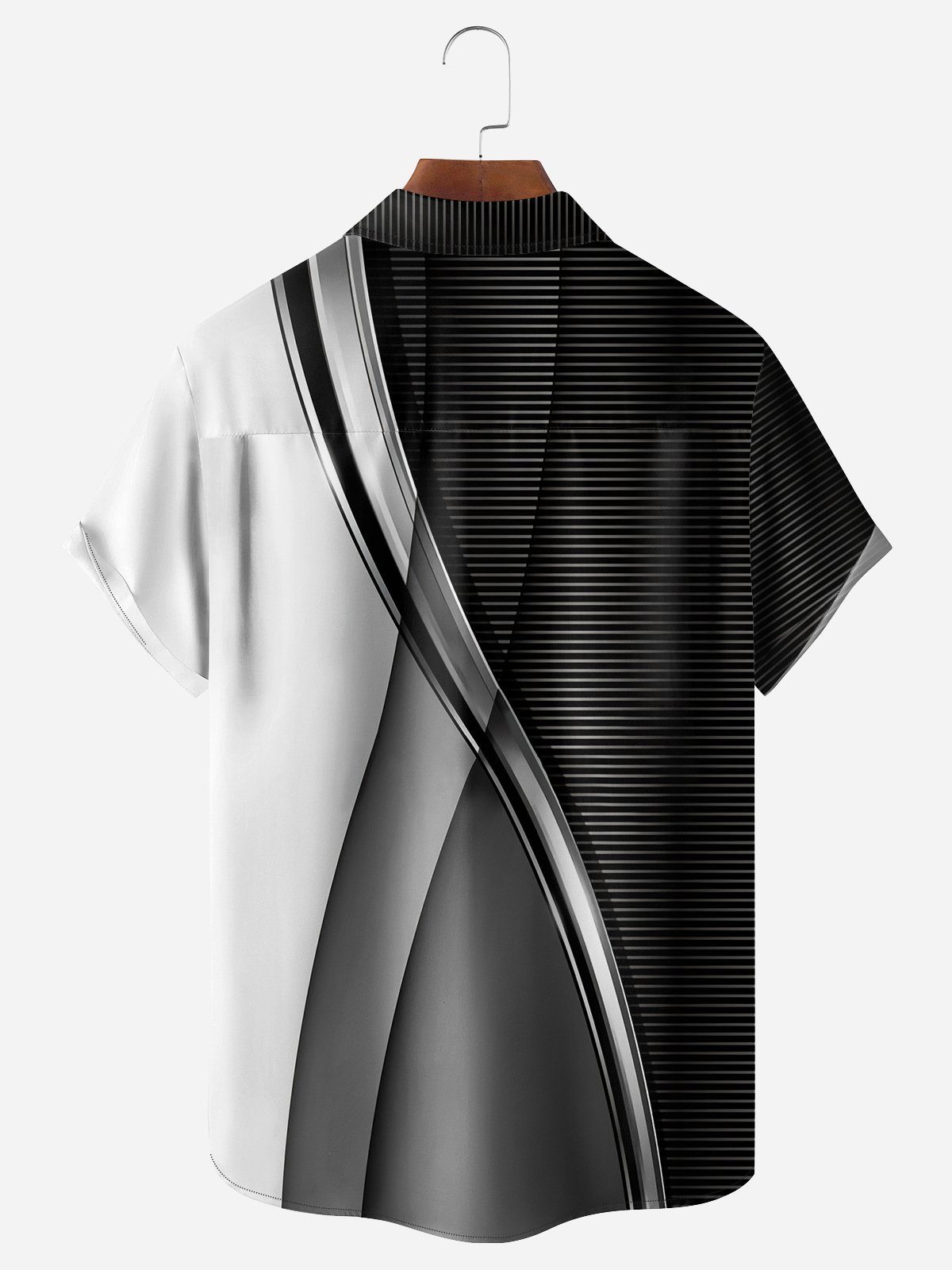 3D Line Chest Pocket Short Sleeve Casual Shirt