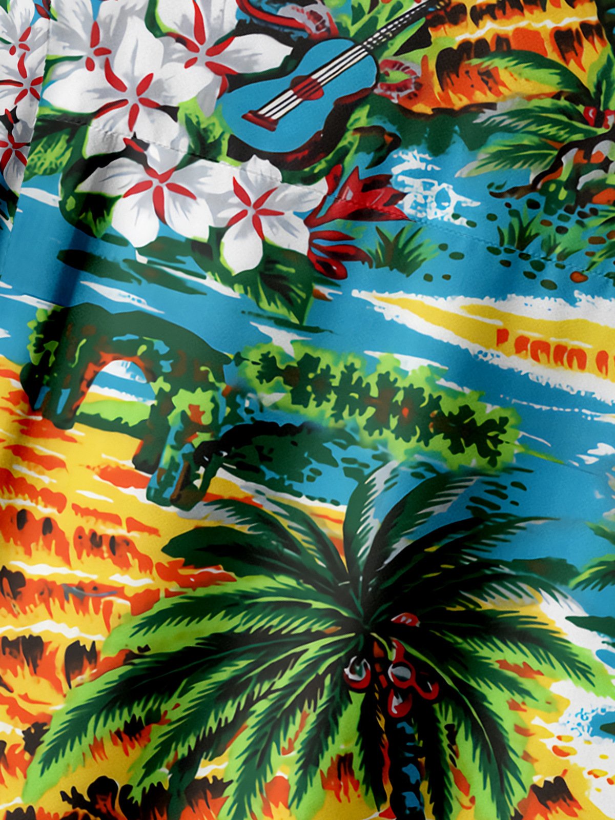 Palm Tree Chest Pocket Short Sleeve Hawaiian Shirt