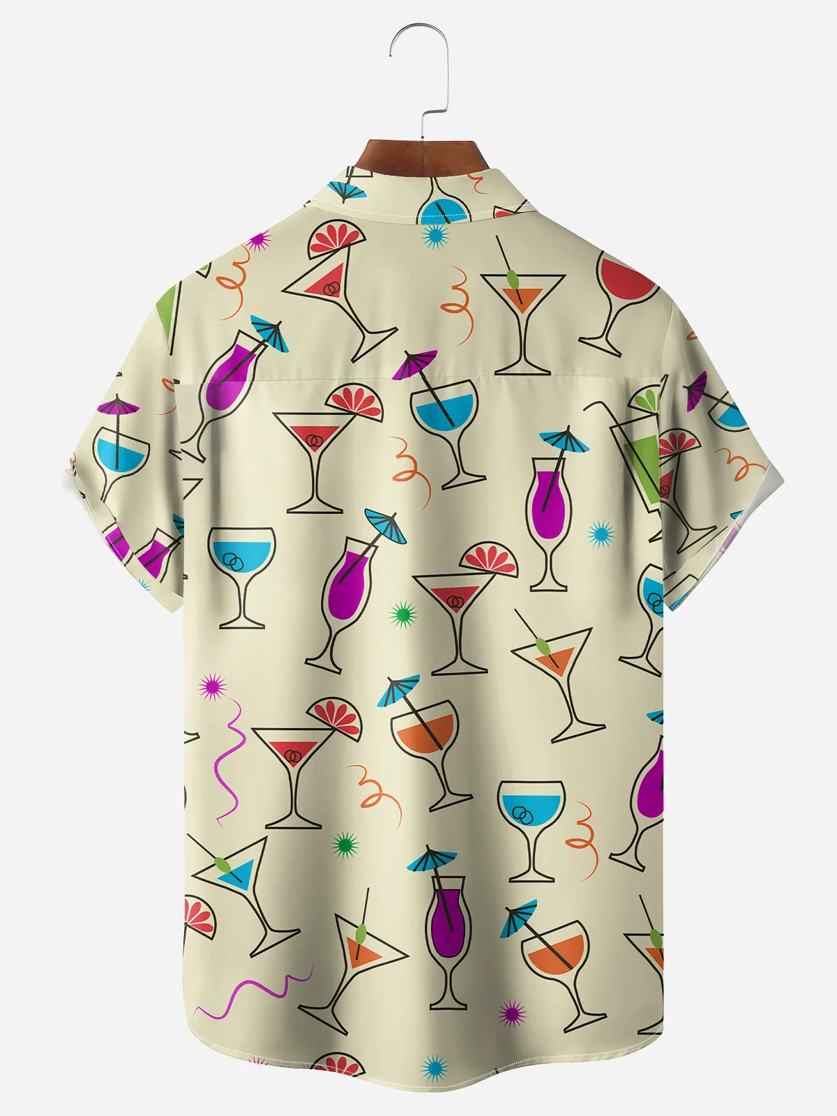 Cocktail Chest Pocket Short Sleeve Hawaiian Shirt